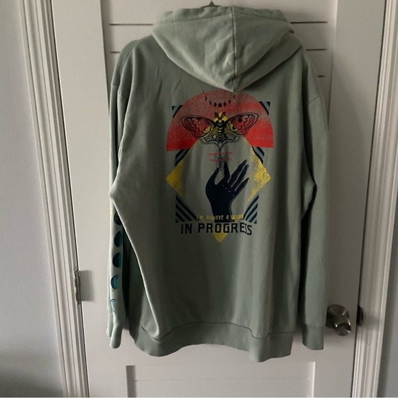 No Boundaries Tops - No Boundaries Work in Progress Teal Hooded Sweatshirt Size XL